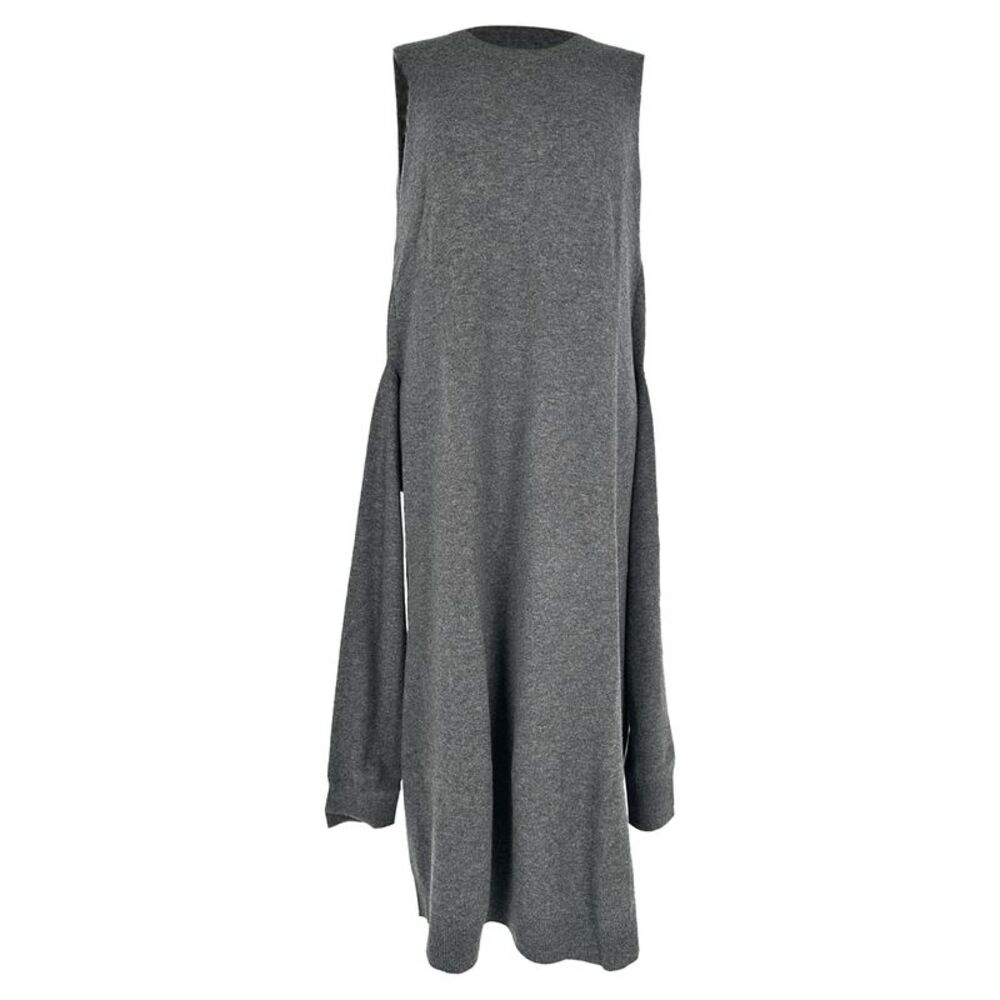 Joseph Tie-Waist Sleeveless Midi Dress in Grey Wool